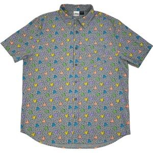 RARE VTG WALT DISNEY WORLD MICKEY MOUSE ALL OVER BUTTON FRONT CAMP SHIRT SZ XL
